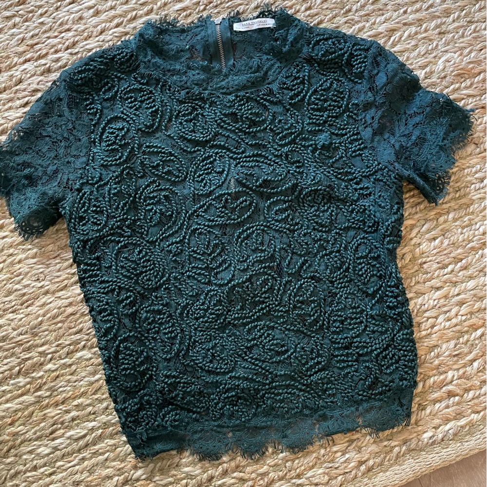 Zara Green Lace Blouse